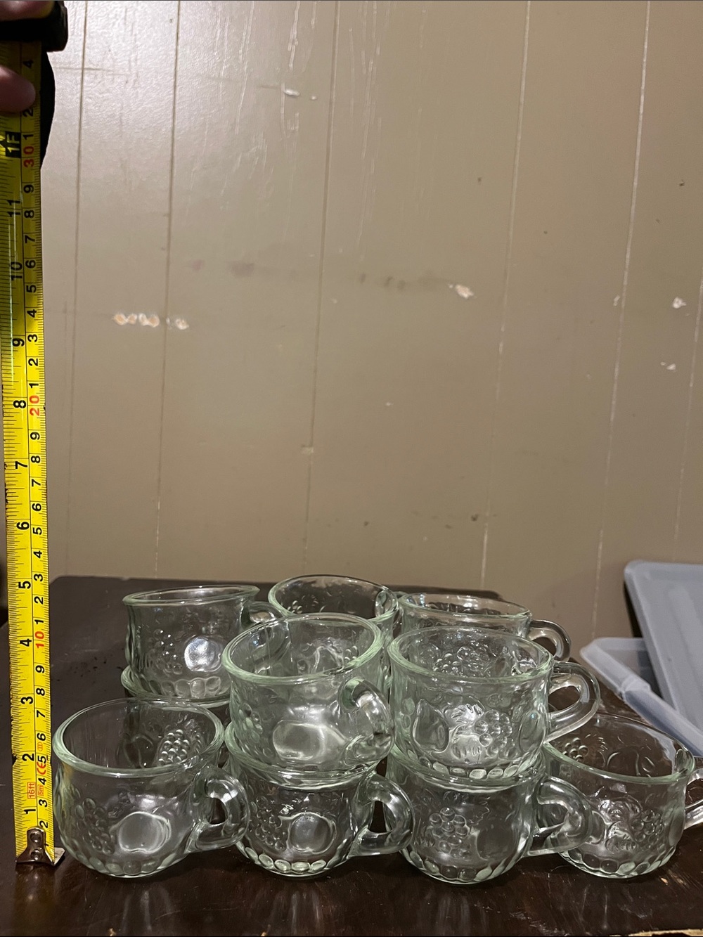 Vintage Jeanette glass Grape-Pattern Punch Cups - Set of 10